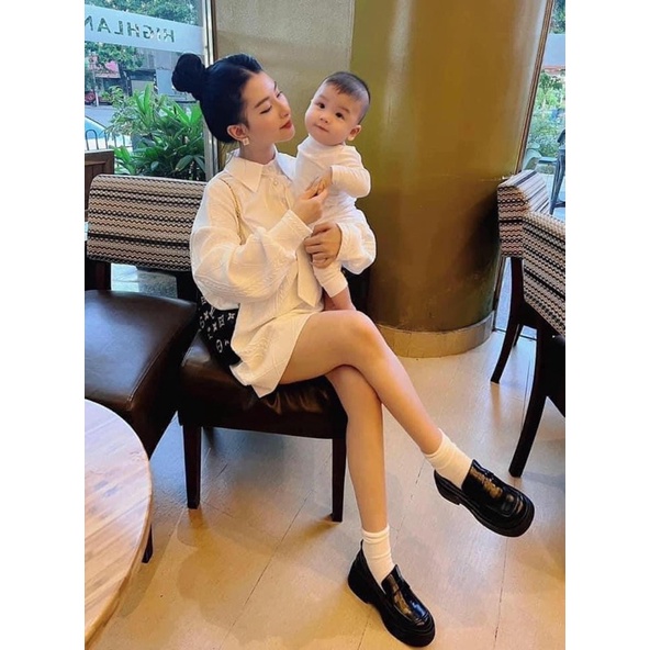 Giày da nữ đế bằng cao 4,5cm sẵn