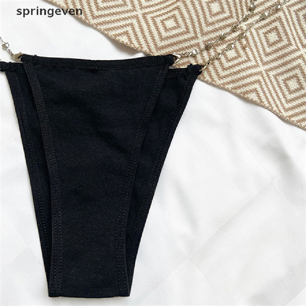 Quần Lót Lụa Mỏng Lưng Thấp Phối Dây Xích Kim Loại Gợi Cảm