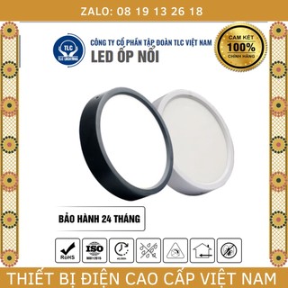  Đèn led Ốp Nổi trần TLC, hình Tròn, vỏ đen và trắng, 6W, 12W, 18W, 24W