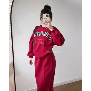 SET Sweater ĐỎ chân váy midi