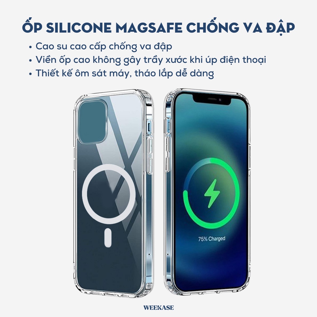 Ốp Lưng Iphone Trong Suốt Từ Tính Hỗ Trợ Sạc Không Dây Cao Cấp Đóng Hộp Đẹp x/xs/11/12/13/14/pro/max/plus