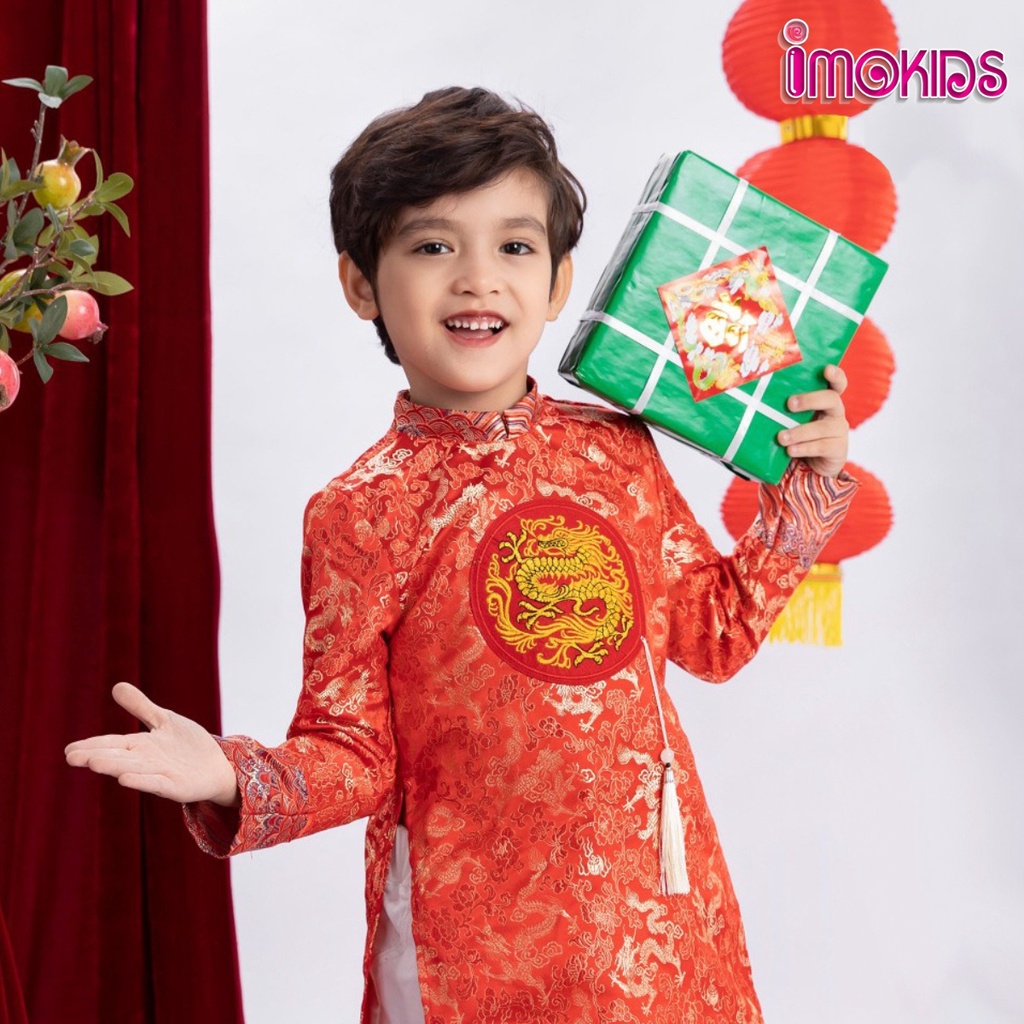 Áo dài bé trai June With Love, Oli River 10-30kg áo dài truyền thống cho bé màu đỏ, vàng, xanh