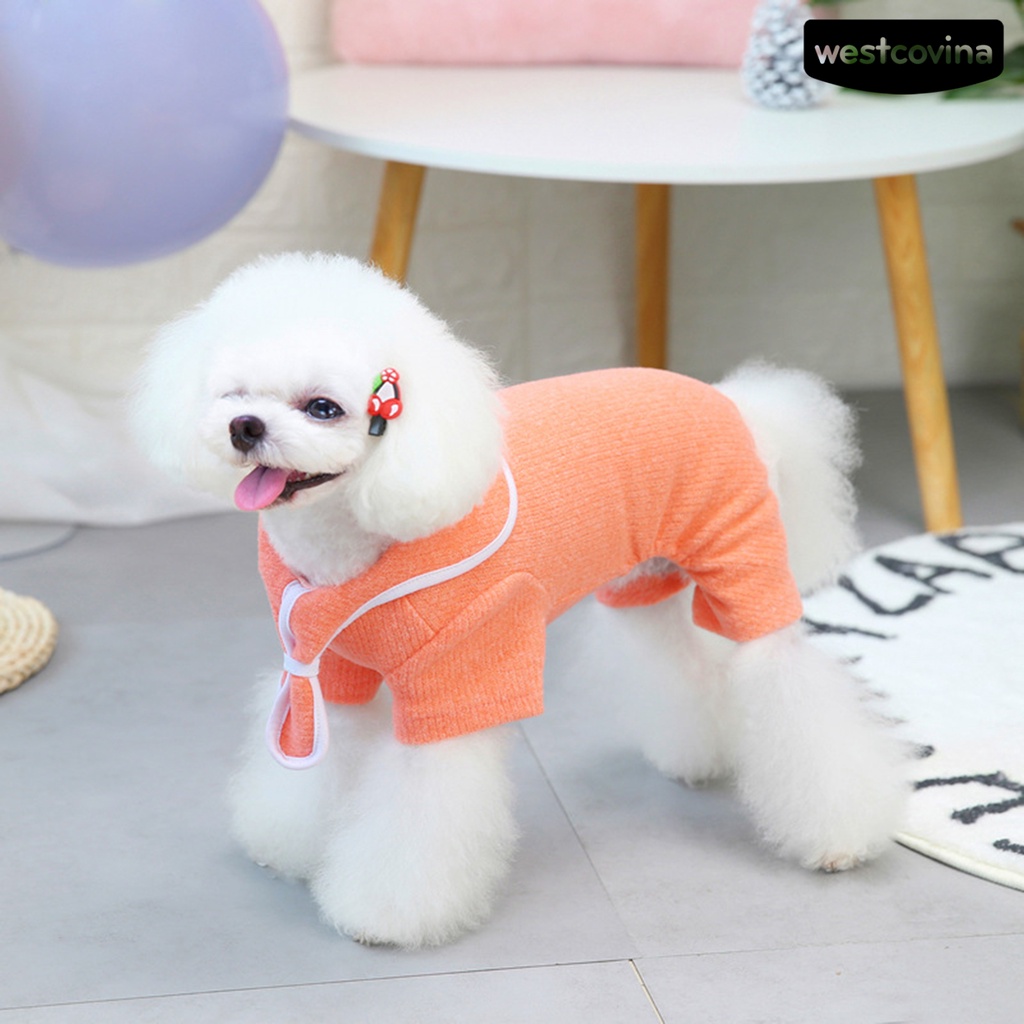 [COD]♘Bộ Đồ Ngủ Liền Thân Giữ Ấm Bốn Chân Màu Trơn Thời Trang Dành Cho Cún Cưng Cỡ Nhỏ