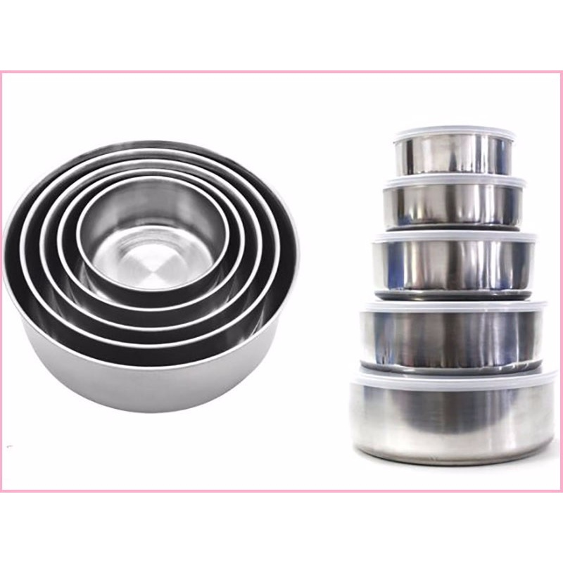 Bộ 5 Bát inox Có Nắp Đậy