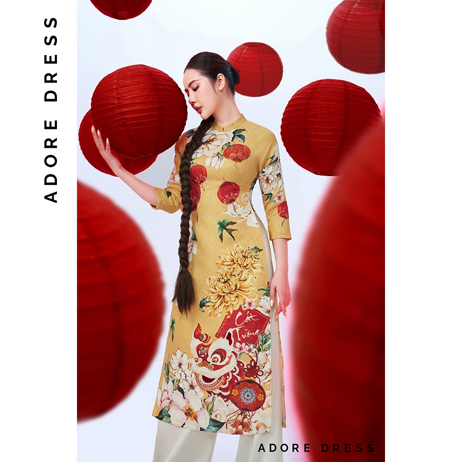 Áo dài Lân Cát Tường phối quần trắng 2AD1005 ADORE DRESS