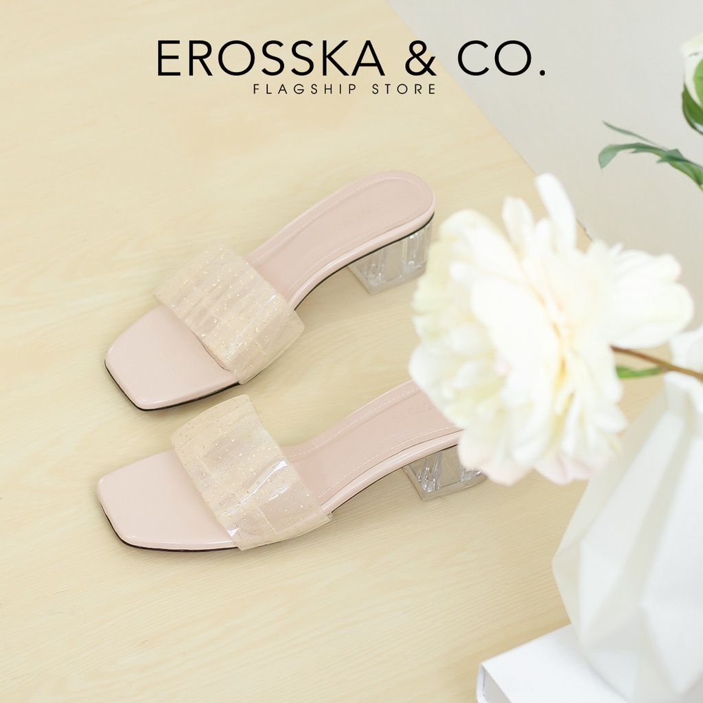 Erosska - Dép cao gót nữ 2022 quai ngang trong sang trọng màu nude - EM098