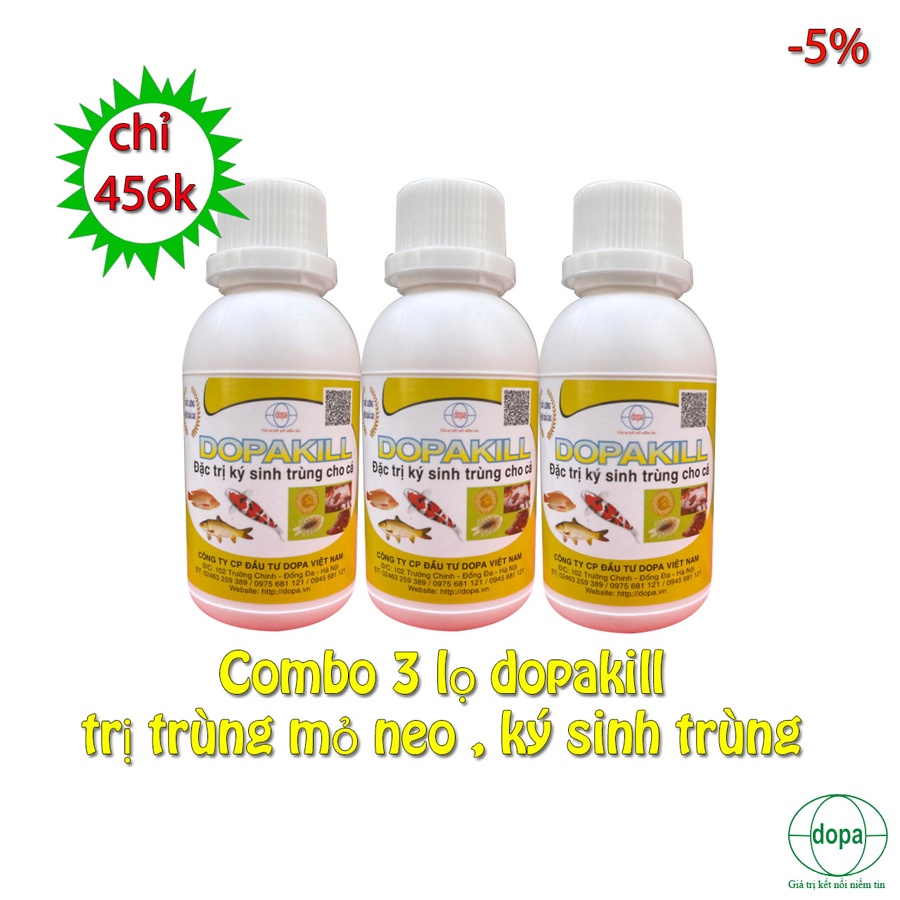 Combo 3 lọ Dopakill Thuốc Thủy Sản Đặc Trị Trùng Mỏ Neo Ký Sinh Cá Nuôi Cá Cảnh