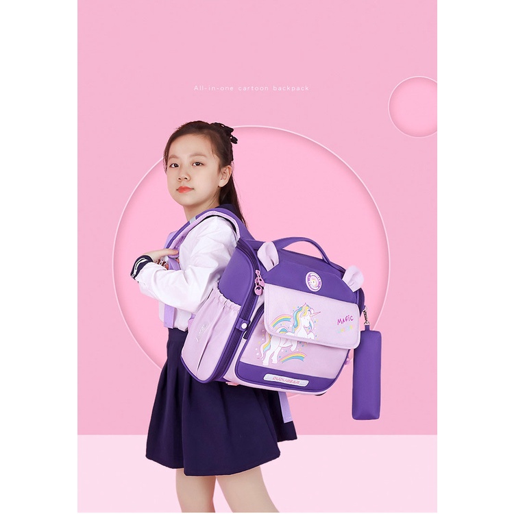 Balo Cặp sách ngang chống gù tiểu học cho bé trai gái cấp 1 họa tiết khủng long siêu hit hot