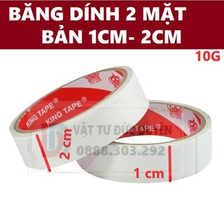 Băng dính, băng keo 2 mặt bản 1cm và 2 cm