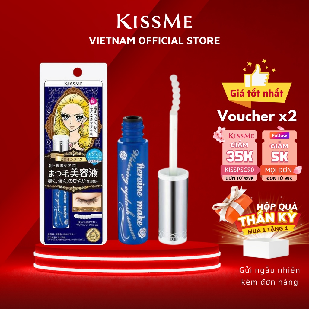 Mascara Serum Tinh Chất Dưỡng Mi Kissme Heroine Make Watering Eyelash Serum 5.5ml Dưỡng Mi Khỏe Làm Mi Dài Rậm