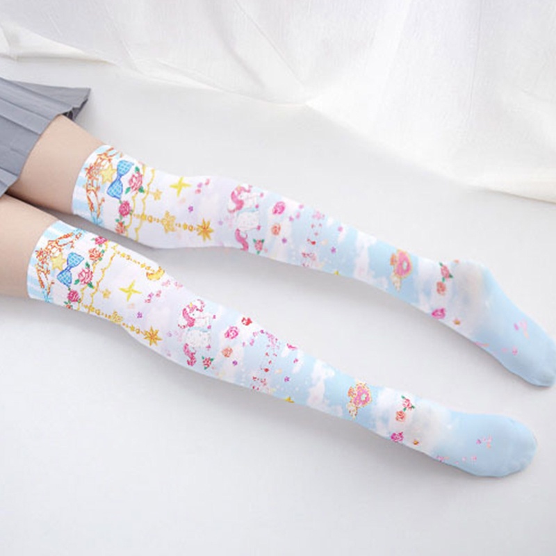 Vớ Dài Qua Gối In Họa Tiết Hoạt Hình Phong Cách Lolita Nhật Bản Cho Nữ