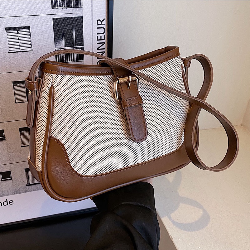 Túi kẹp nách, túi xách nữ đeo chéo, đeo vai phong cách retro bằng vải canvas trẻ trung M14 201