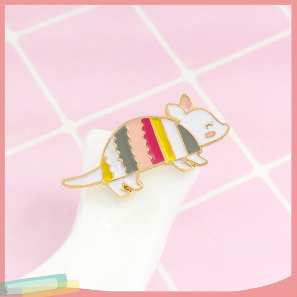 【LK】Cute Cartoon Rainbow Mouse Enamel Badge Lapel Brooch Pin Clothes Decor