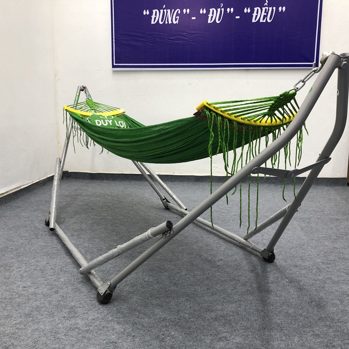 Võng xếp Duy Lợi thép sơn tĩnh điện gồm khung võng dày + võng lưới