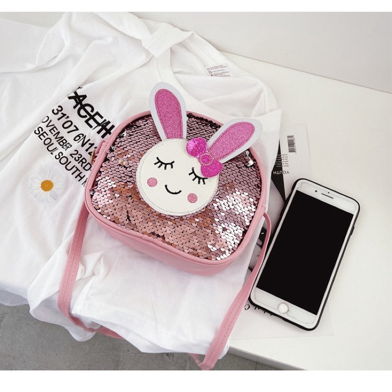 Túi đeo chéo cho bé gái cute hình thỏ, túi da hình thỏ cho bé đựng lixi tết
