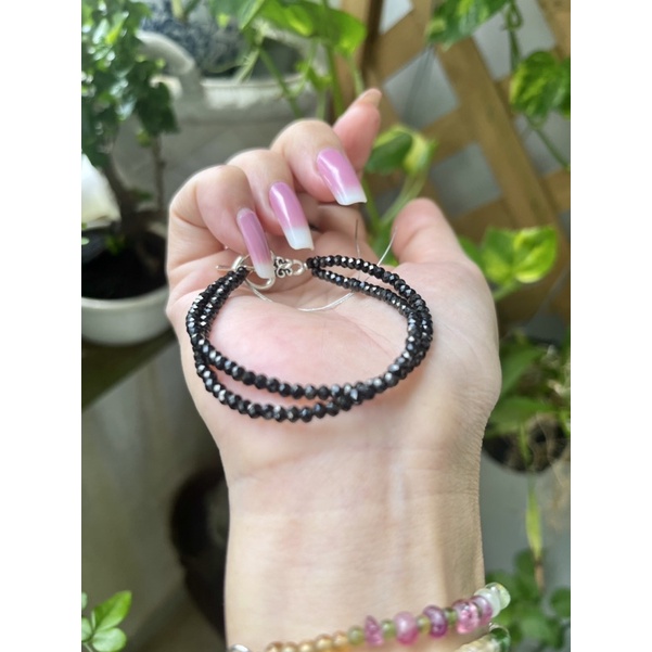 Vòng tay đôi spinel đen size 3.5li