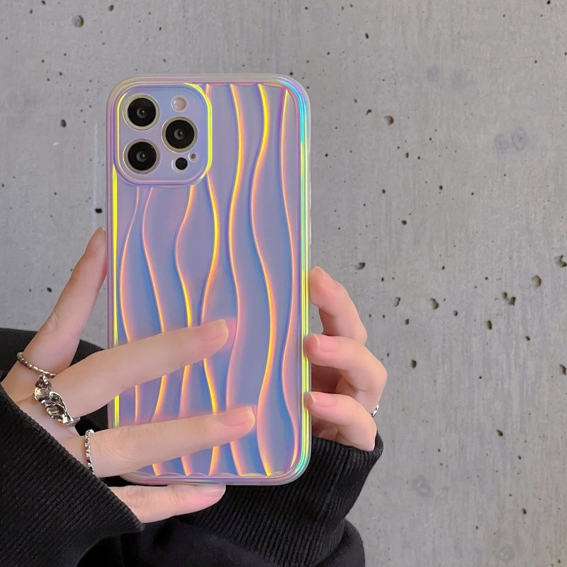 Ốp Điện Thoại Chống Sốc Màu Laser Họa Tiết Gợn Sóng Thời Trang Cho iPhone 14 13 12 11 Pro Max