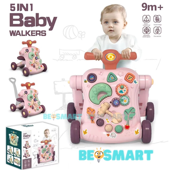 Xe tập đi đa năng 6in1 chính hãng, xe đẩy cho bé có khóa bánh và tăng độ cao theo sở thích