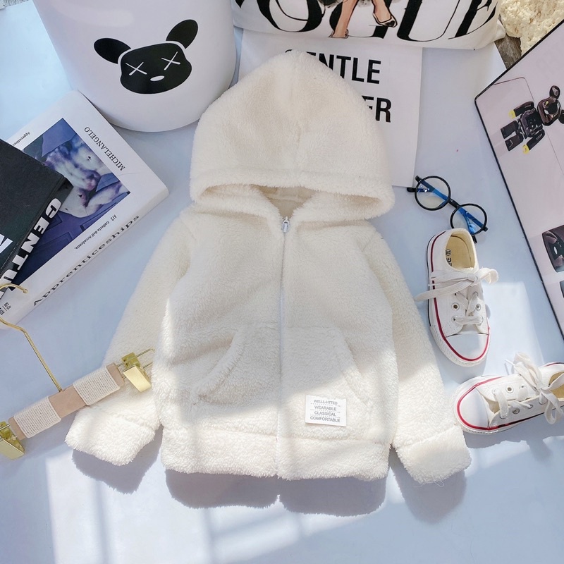 Áo lông cừu bé trai bé gái cực xinh bao ấm 8-18kg