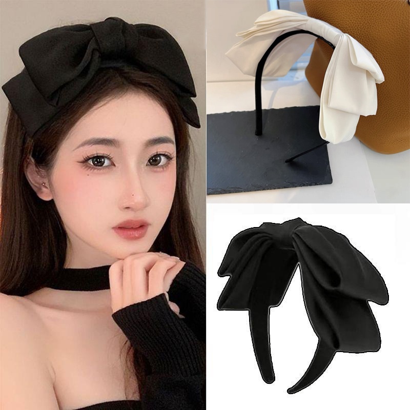 Cài Tóc Nơ Màu Trắng Đen Đơn Giản Thời Trang Cho Nữ