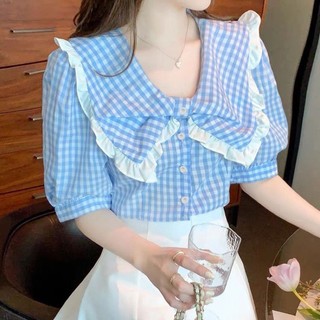 MS153 áo sơ mi nữ cổ thuỷ thủ, áo sơ mi nữ bánh bèo xinh xắn