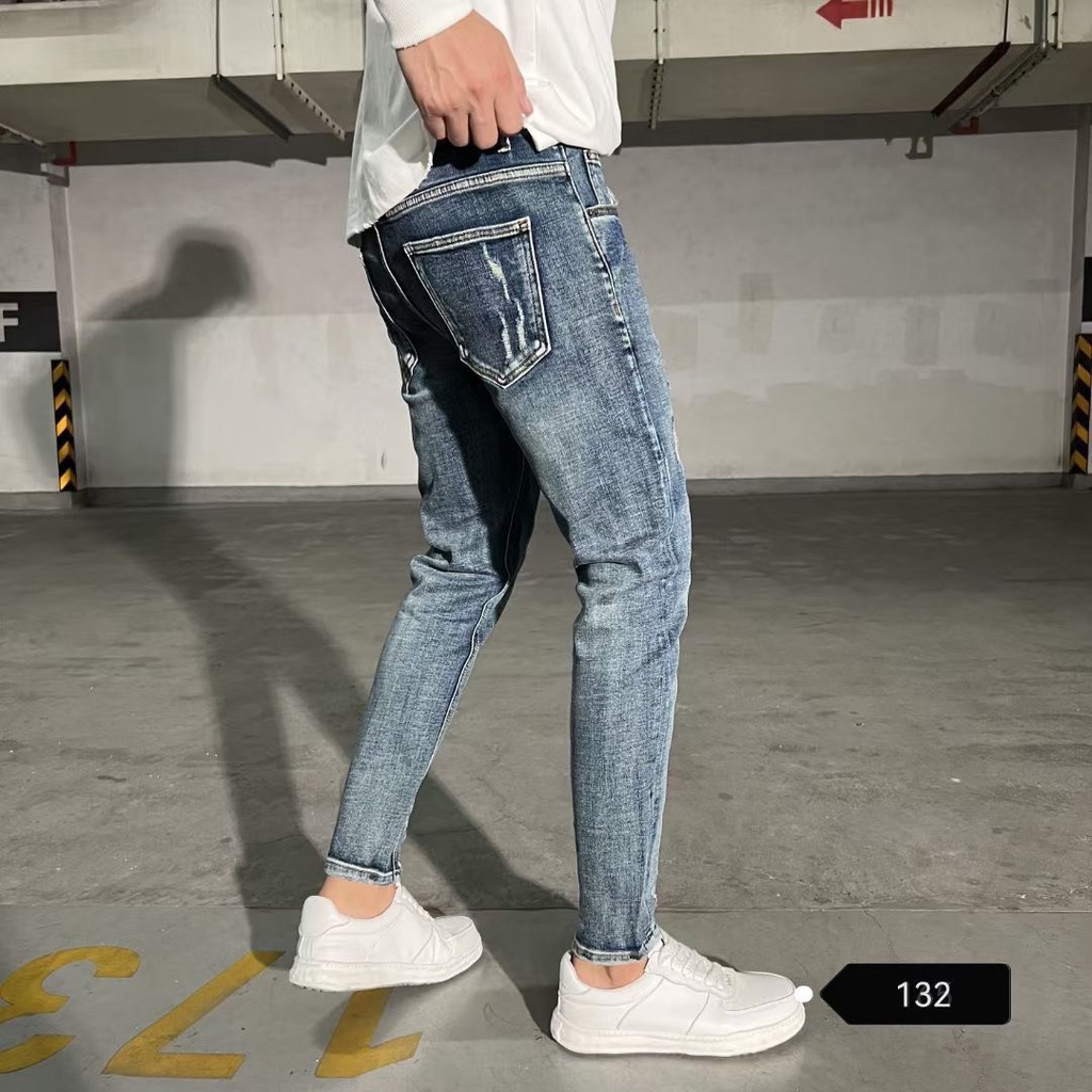 Quần jeans nam Trung KuZhangMen Quần jean dáng Skinny & Slim Fit Ống Côn Co Dãn Tôn Dáng cao cấp KM-132