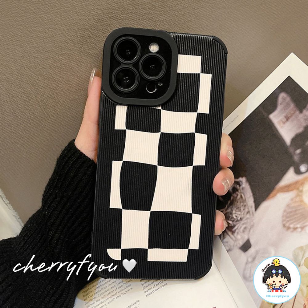 Ốp Điện Thoại TPU Mềm Chống Sốc Chống Trượt In Họa Tiết Ca Rô Đơn Giản Dành Cho IPhone 11 12 13 14 Pro Max 14 Plus