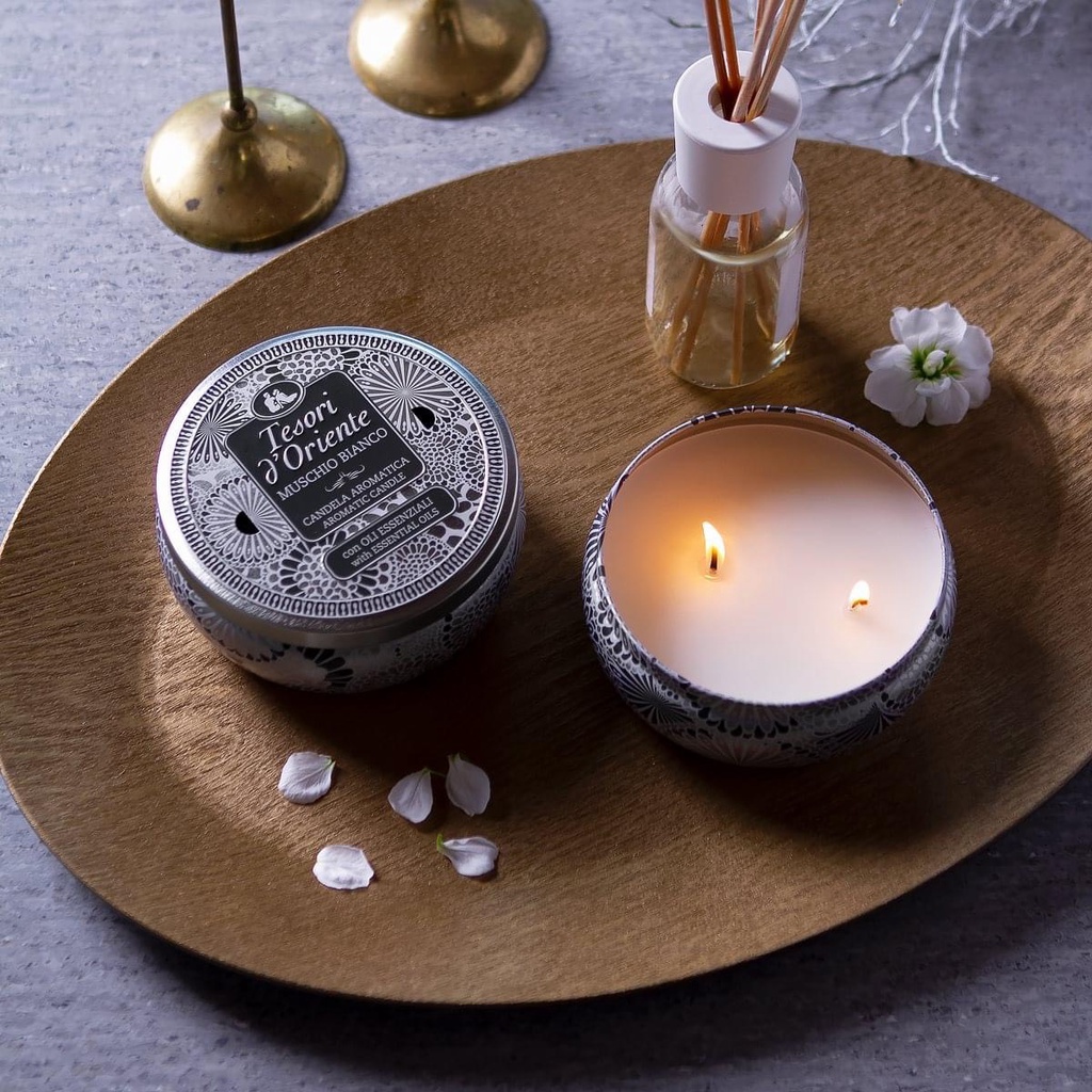 Nến thơm mini Tesori d’Oriente 110gr nhập khẩu chính hãng từ Ý thư giãn với 3 tầng mùi hương