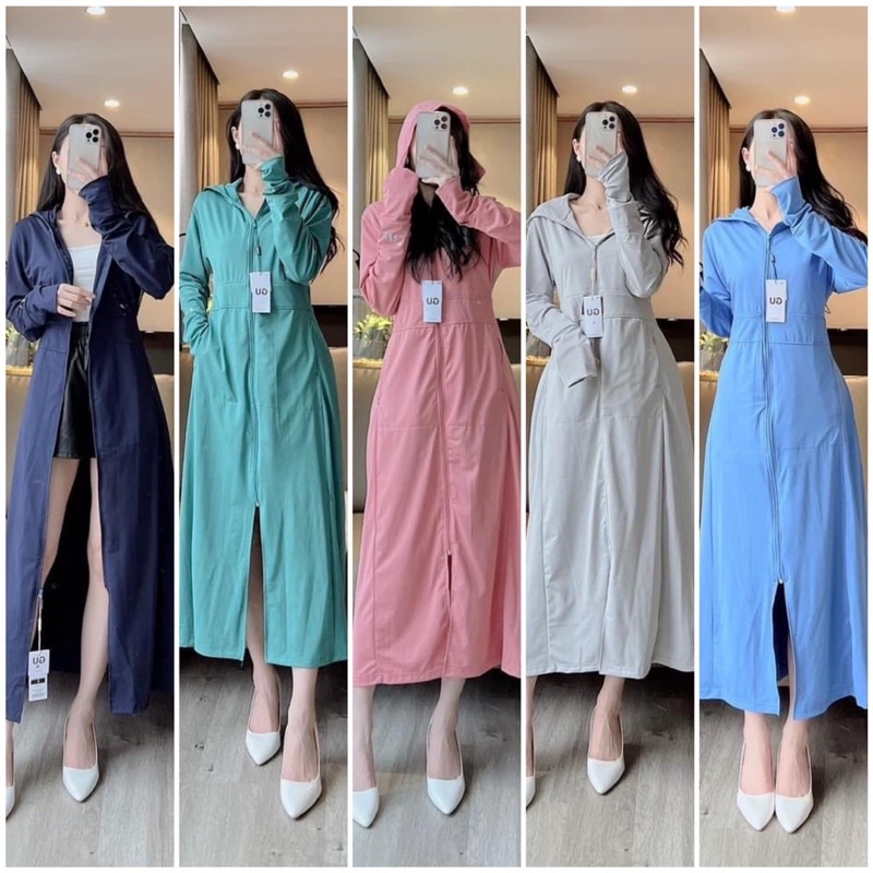 Áo choàng 1 lớp chống nắng dáng váy thông hơi nữ