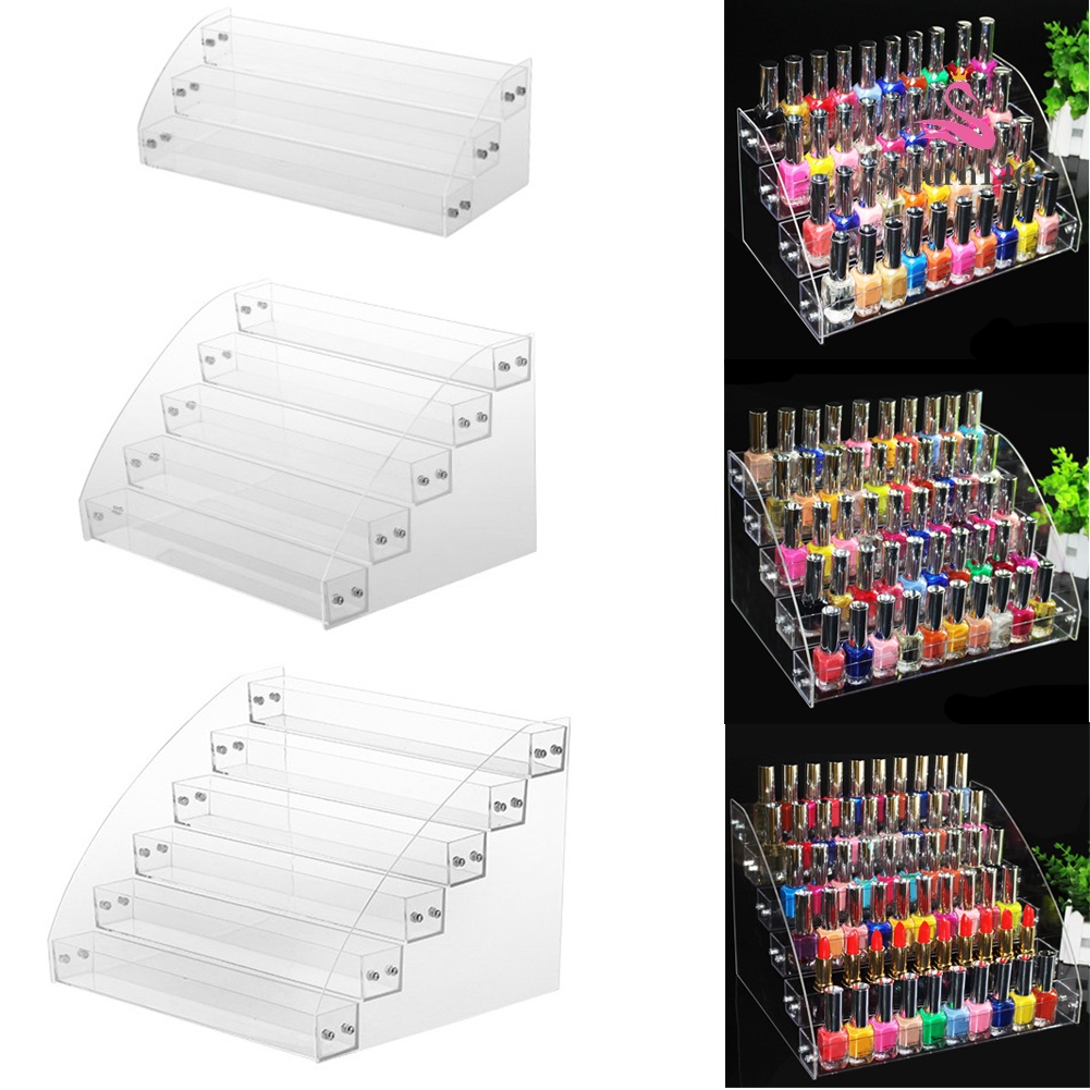 Sat☀Giá Đỡ Trưng Lọ Sơn Móng Tay Acrylic Trong Suốt Tầ