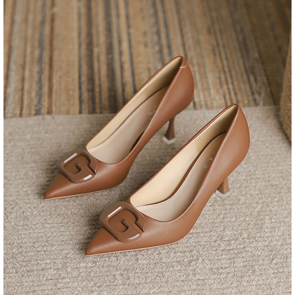 Giày Nữ Cao Cấp , Giày Cao Gót Nữ Mũi Nhọn, Đế Nhọn Cao 6P, Chất Liệu Da Mềm, Kiểu Dáng Trẻ trung, Thoải mái-DA769