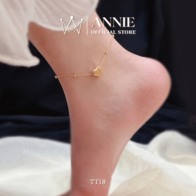 Lắc chân titan hình tim không đen gỉ nữ tính hottrend thời trang Annie TT18