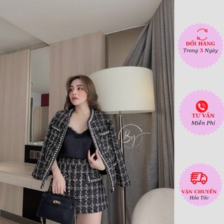 Set dạ tweed nữ áo khoác kèm chân váy dạ mùa đông ulzzang Hàn Quốc