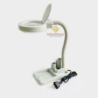 (Bảo hành 6 tháng) Kính lúp để bàn LT-86D 10X đèn LED (thấu kính trắng - Optical)