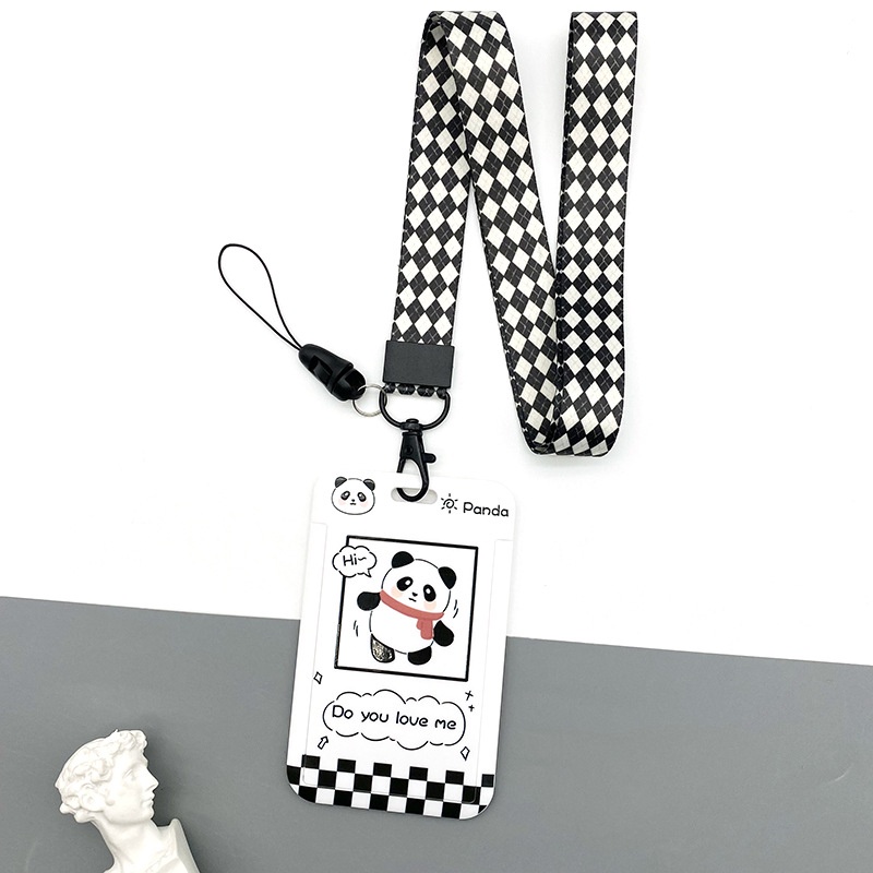 ✨Ready stock ✨Chủ thẻ panda dây đeo cổ dập nổi hộp bảo vệ thẻ lưới cho thẻ ngân hàng xe buýt thẻ làm việc khuôn viên thẻ sinh viên