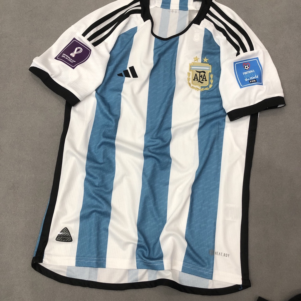 Bộ quần áo tuyển ARGENTINA sọc sân nhà FLG WC2022 thun thái Fex1 cao cấp (size châu âu)