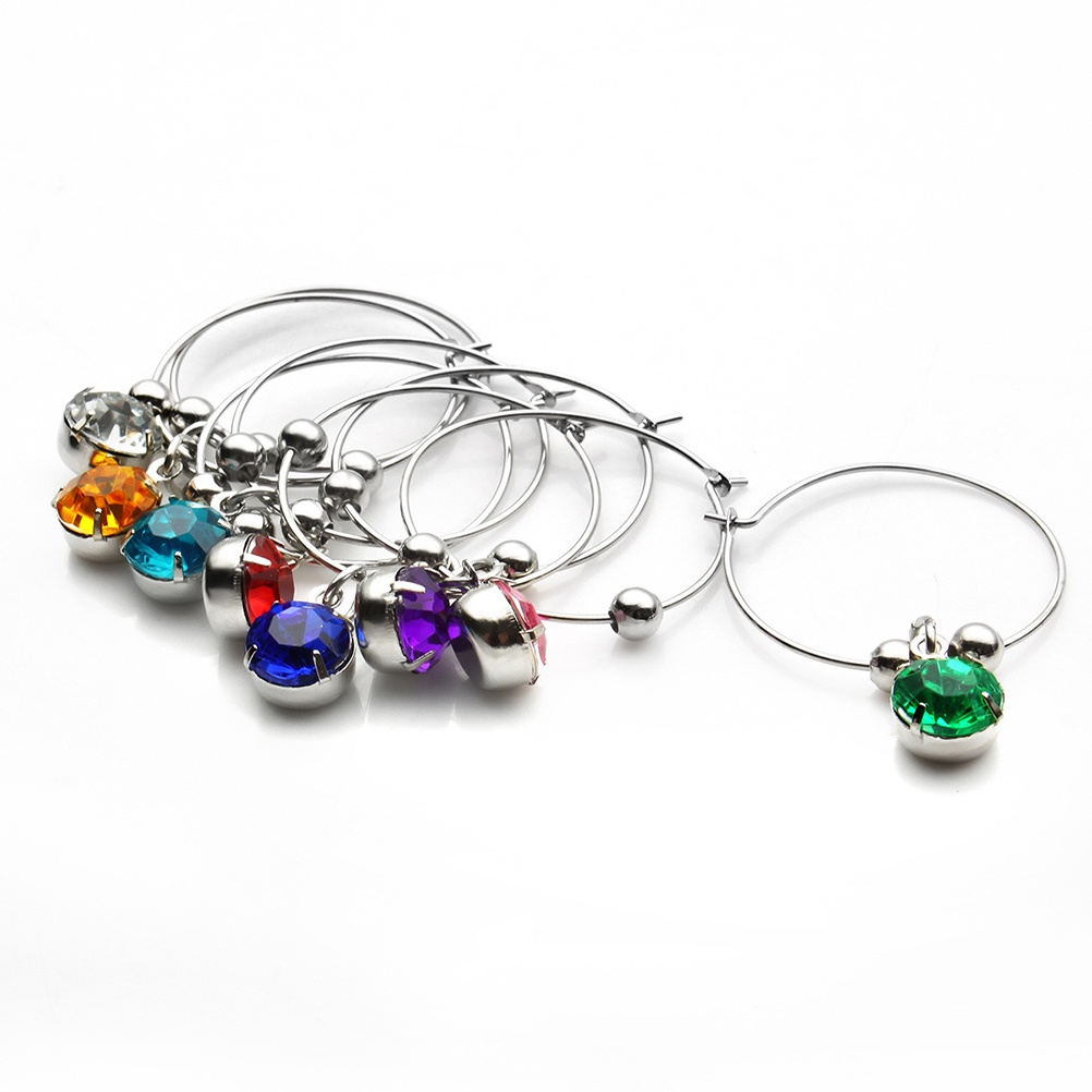 Bộ 8 Nhẫn Treo Ly Rượu Thủy Tinh Sáng Tạo Charms