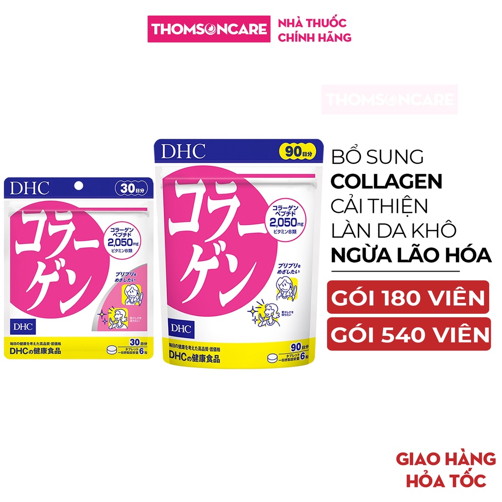Viên uống đẹp da DHC Collagen - giúp da săn chắc, căng mịn, giảm nếp nhăn, chống não hóa - Nhập khẩu từ DHC Nhật Bản