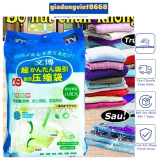 Bộ 8 túi hút chân không,Túi Hút Chân Không Cất Quần Áo - Gồm 8 Túi