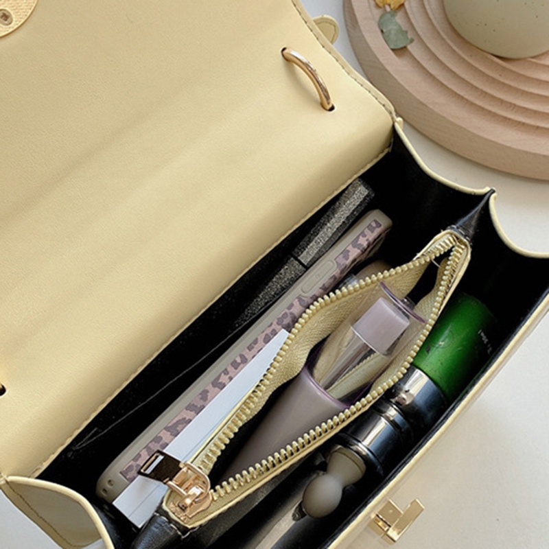 Túi Đeo Chéo Màu Trơn Khóa Đinh Tán Kim Loại Thời Trang Cho Nữ