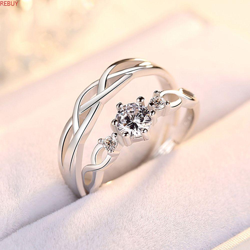 Nhẫn Cặp Đôi Sang Trọng Làm Quà Tặng Valentine|Nhẫn Hở Màu Trắng Thời Trang Cho Cặp Đôi|Bông Tai Mạ Vàng