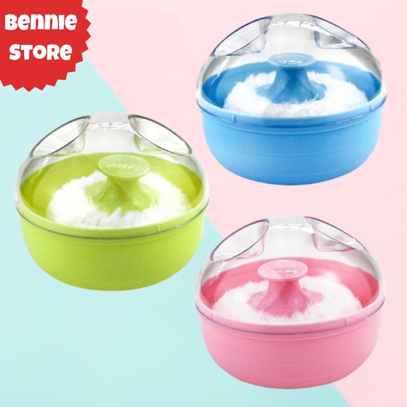 Hộp đựng kèm bông chậm phấn rơm, Hộp đựng phấn em bé