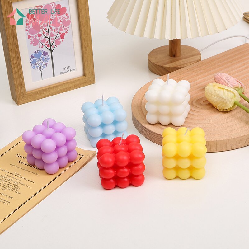 Nến Thơm Hình Khối Rubik Màu Trắng Vàng Đỏ Sáng Tạo Dùng Trang Trí Nhà Cửa