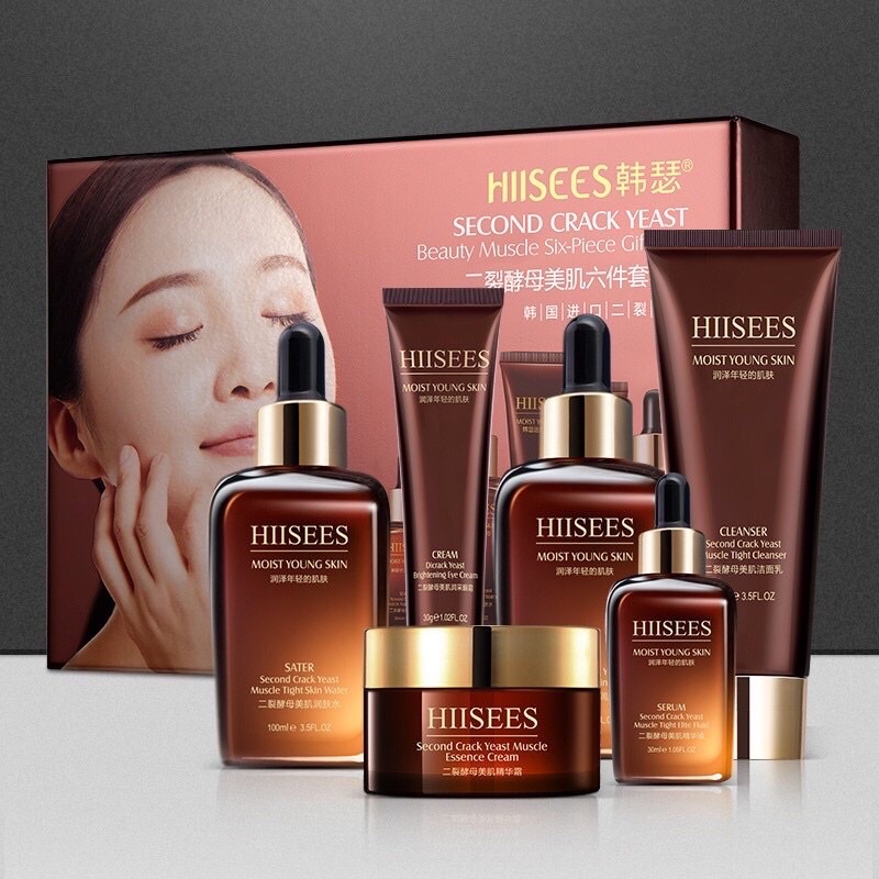 Bộ Mỹ Phẩm Dưỡng Da 6 Món Hiisees Mờ Nám Tàn Nhang Trẻ Hóa Nâng Cơ Mặt Nội Địa Trung