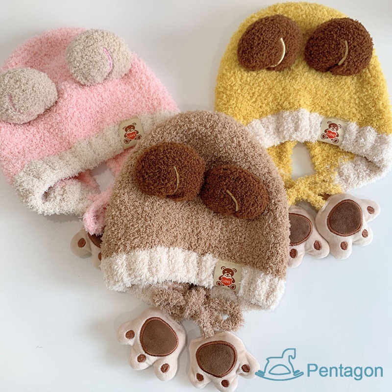 Nón Giữ Ấm Tai Gấu Hoạt Hình Dễ Thương Cho Bé