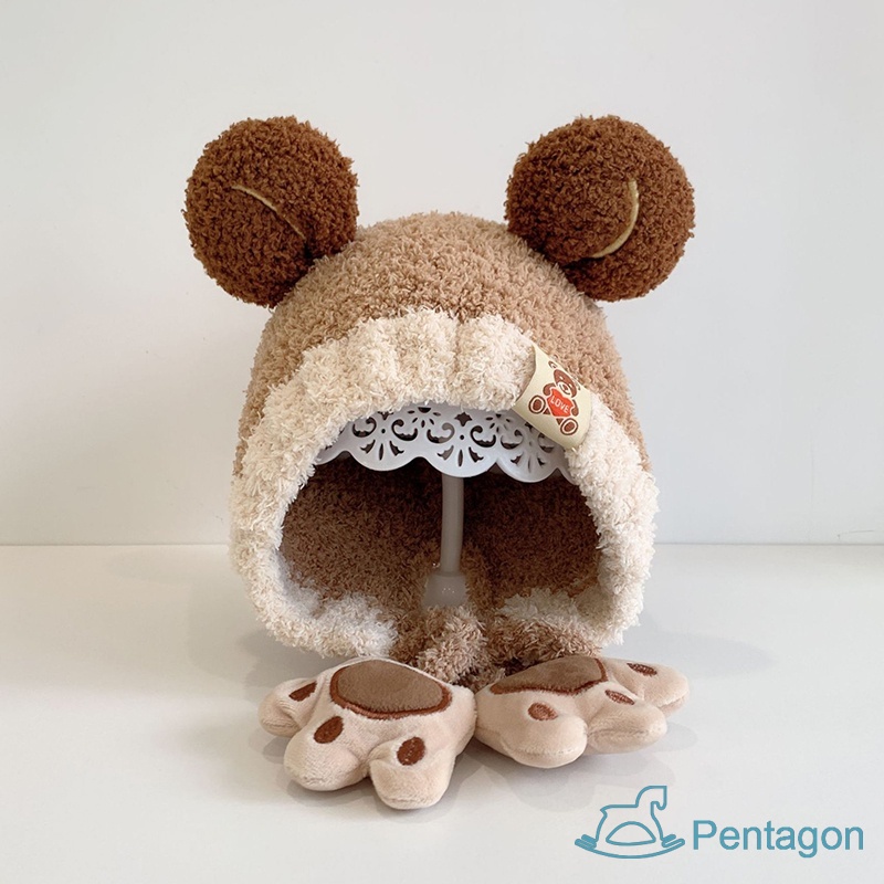 Nón Giữ Ấm Tai Gấu Hoạt Hình Dễ Thương Cho Bé