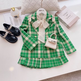 Set váy cao cấp cho bé gái 2 chi tiết: áo vest, chân váy