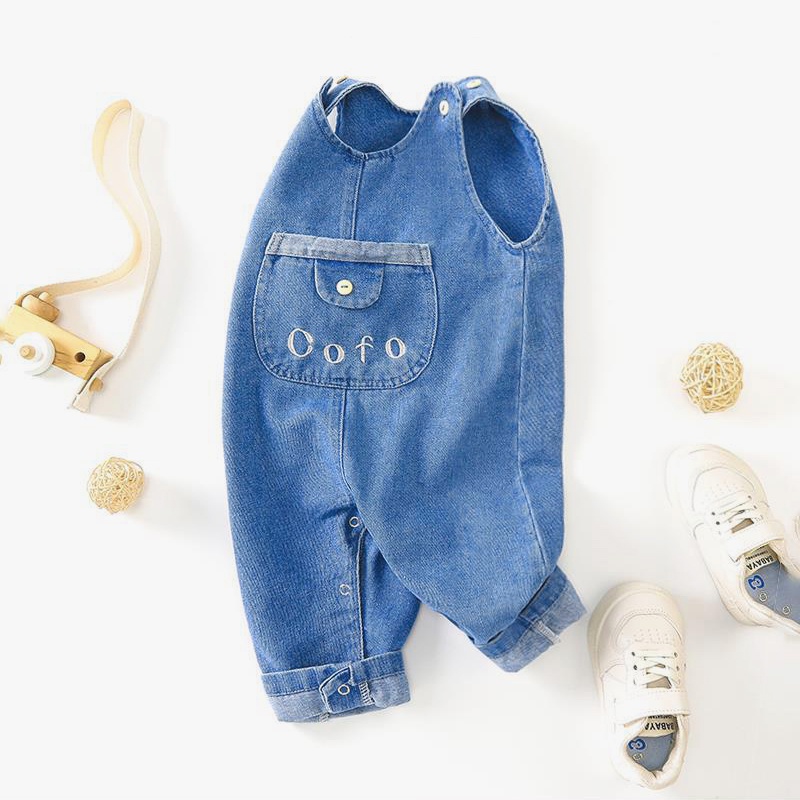 Bộ Áo Liền Quần Denim Thời Trang Dành Cho Bé Trai 1-4 Tuổi