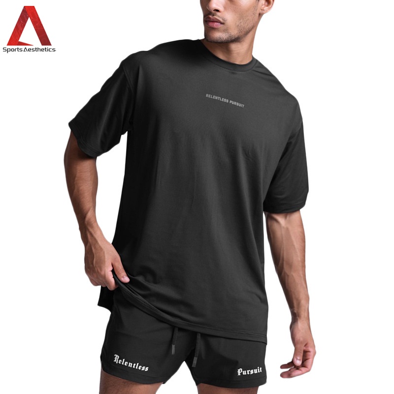 Áo thun thể thao ASRV ngắn tay in rằn ri vải nhanh khô thoáng khí thời trang cho nam cỡ lớn