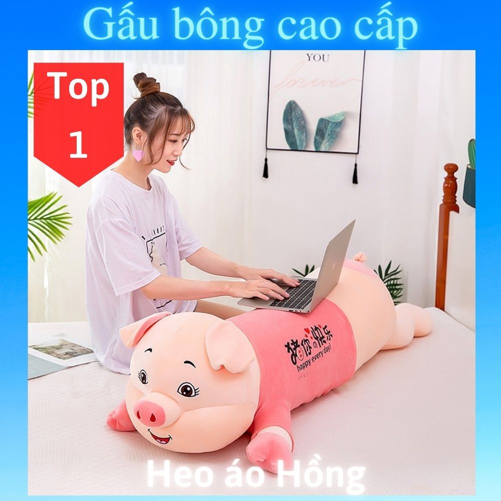 Gấu bông to Lợn Heo Yếm 🛡𝑯𝒂̀𝒏𝒈 𝑪𝒂𝒐 𝑪𝒂̂́𝒑🛡, gối ôm hình thú nhồi bông Heo Lợn siêu đáng yêu cute 1m4 / 90cm
